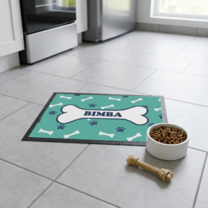 Alfombra personalizada para comedero de perro y gato