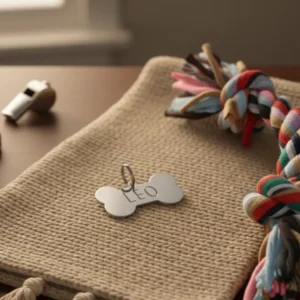 Chapa para perro de hueso metal