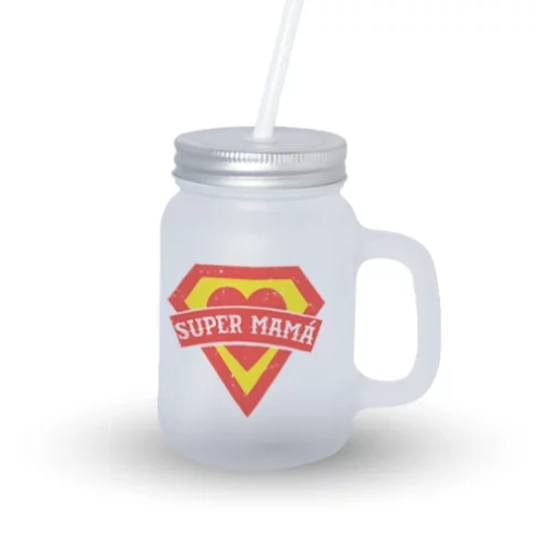 Jarra Pajita Madre - Supermamá (Blanco)