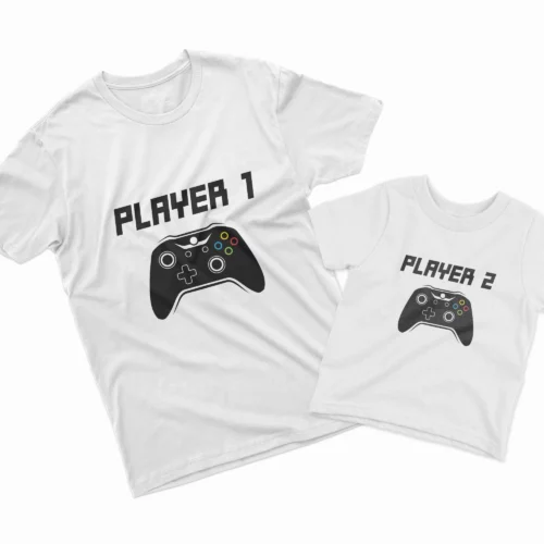 Camisetas Padre e Hijo player 1, player 2