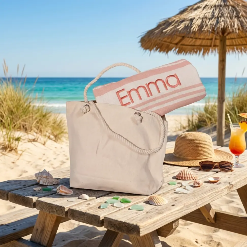 Toalla fouta bordada