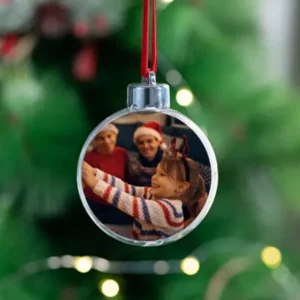 Bolas esféricas con fotos para el árbol de Navidad