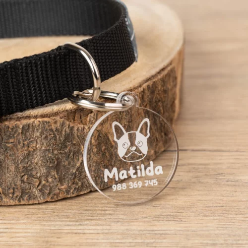 Chapa para perro redonda metacrilato