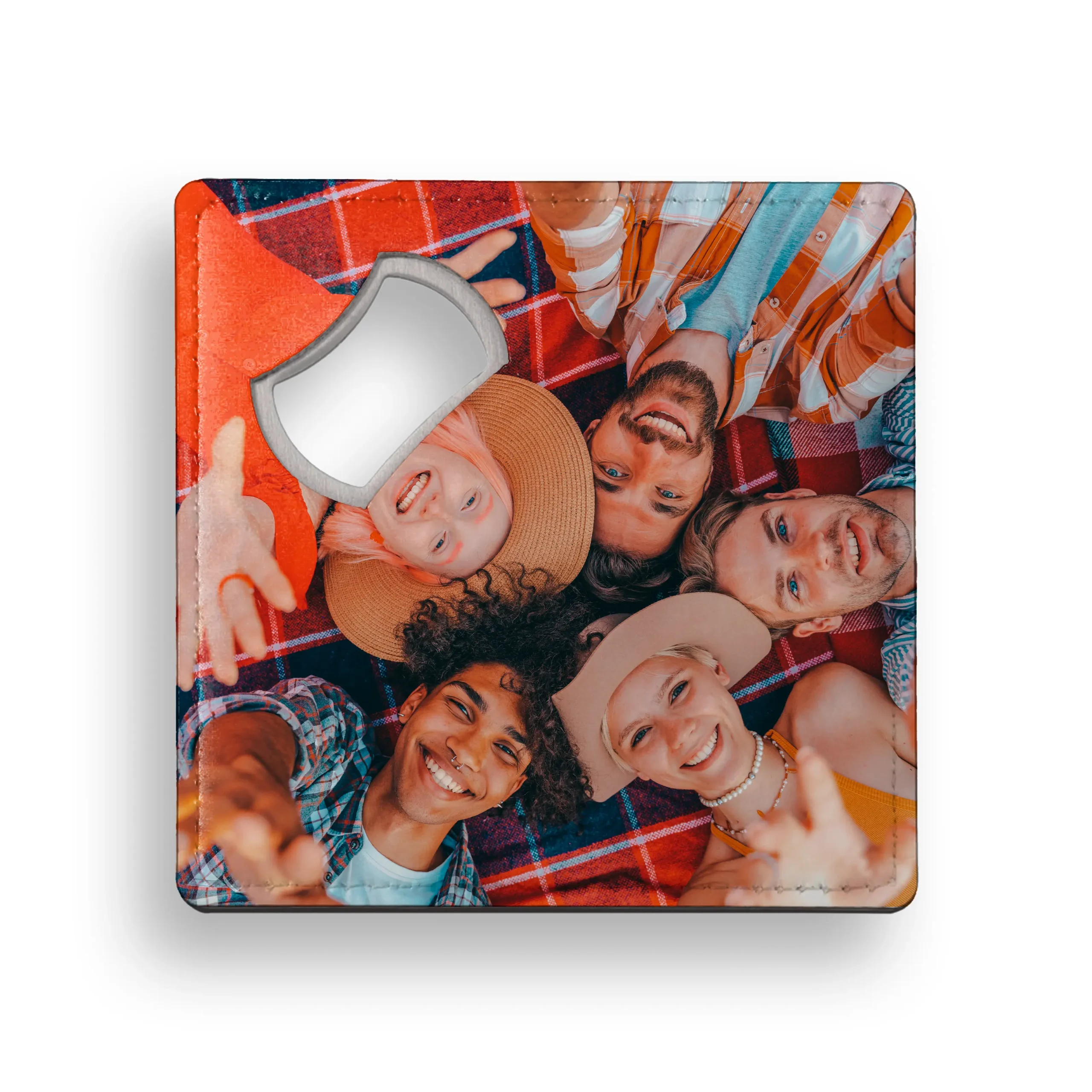 Posavasos de polipiel con abrebotellas