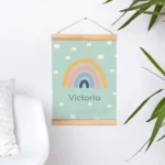 Póster de tela personalizado con marco de madera para colgar