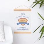 Póster de tela personalizado con marco de madera para colgar