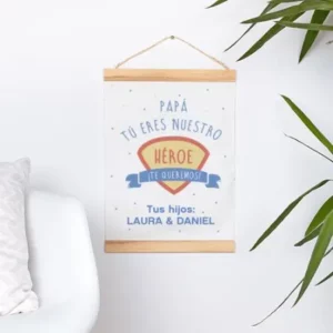 Póster de tela personalizado con marco de madera para colgar