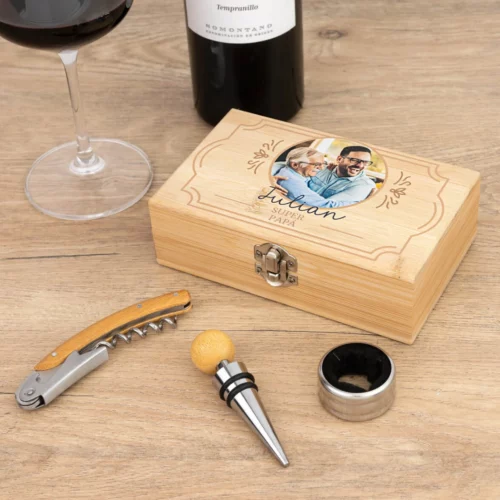 Set de accesorios para vino con estuche personalizado