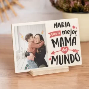 Tarjeta de madera impresa con foto