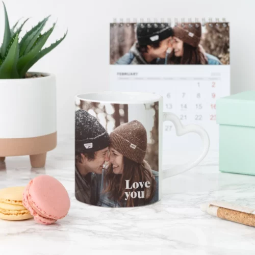 Taza personalizada con asa de corazón