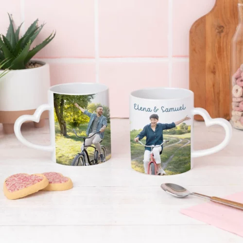 Taza personalizada con asa de corazón