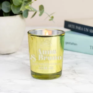 Vela personalizada en vaso de cristal