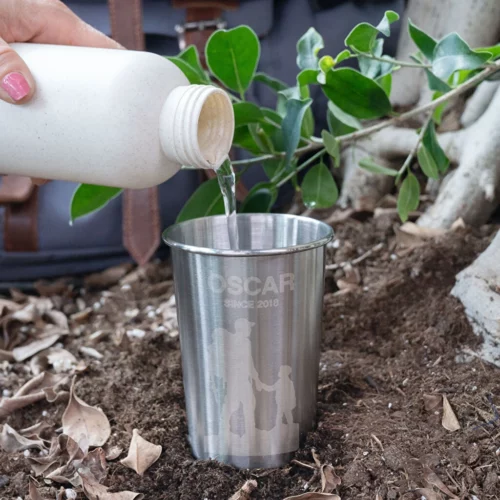 Vaso grabado de acero inoxidable