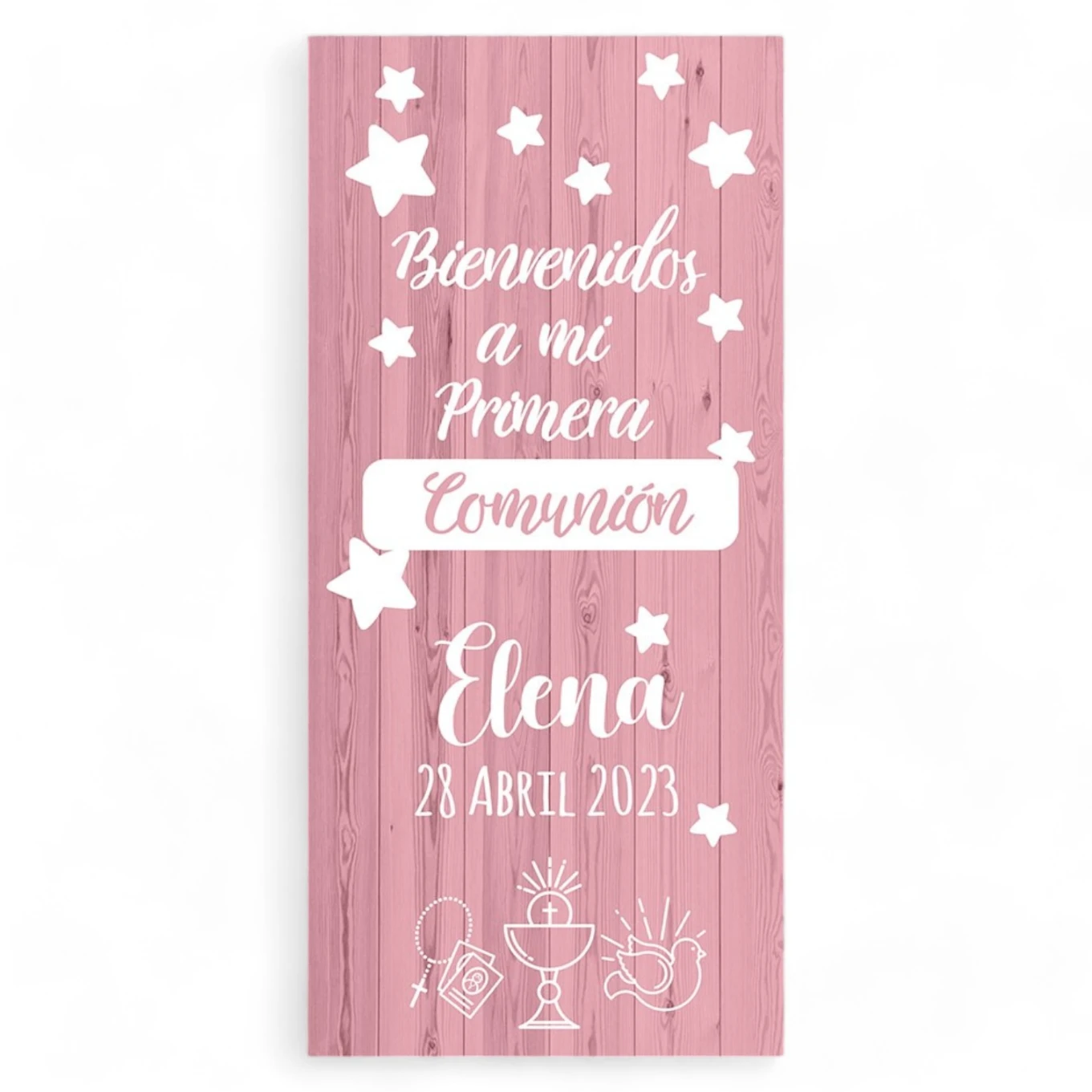 Cartel Comunión Simple Pink