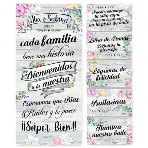Pack Cartel Wedding Love más cinco carteles a elegir