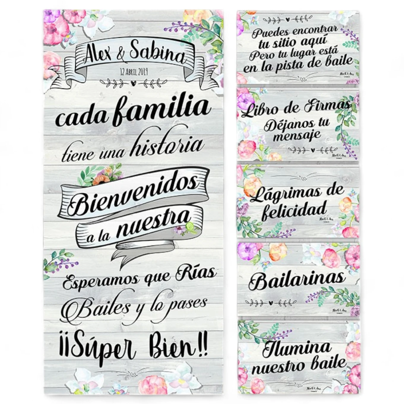Pack Cartel Wedding Love más cinco carteles a elegir