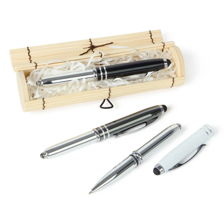 Bolígrafo Multiusos Con Caja Bambú