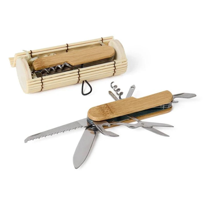 Navaja Multiusos Con Caja Bambú