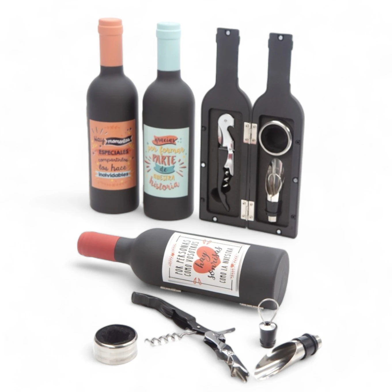 Set Botella Vino Frases