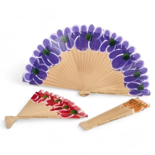 Abanico De Madera Floral
