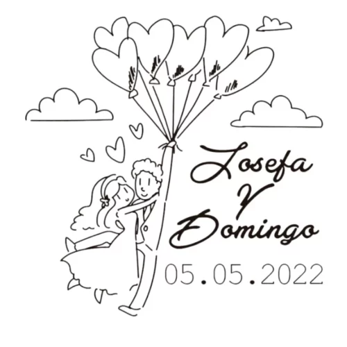 Sello Boda Globos Corazon