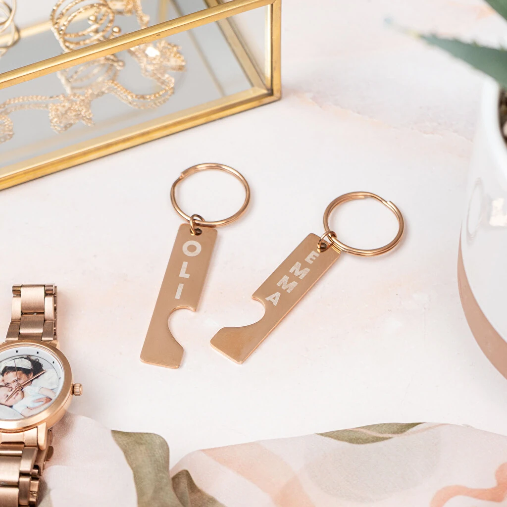 Conjunto 2 llaveros grabados corazón