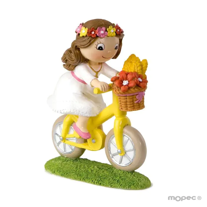 Figura para tartas Niña Comunión en Bicicleta