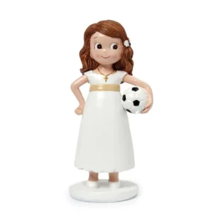 Figura pastel Comunión niña con pelota fútbol
