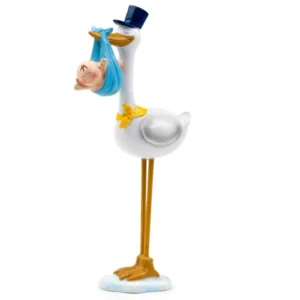 Figura pastel Pit con cigüeña y gorro azul