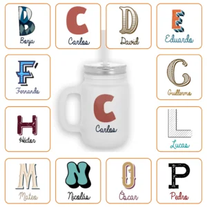 Jarra Pajita personalizado con Inicial