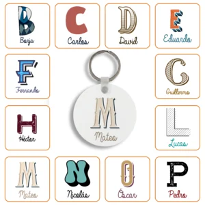 Llavero Metal Redondo personalizado con Inicial