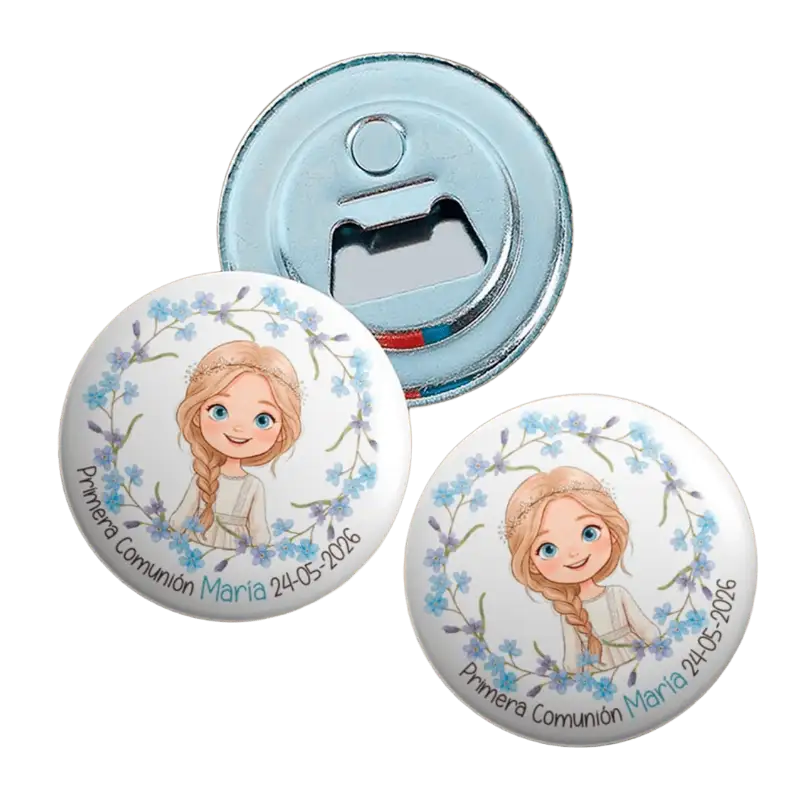 Chapa Imán/Abridor Comunión Niña Personalizada
