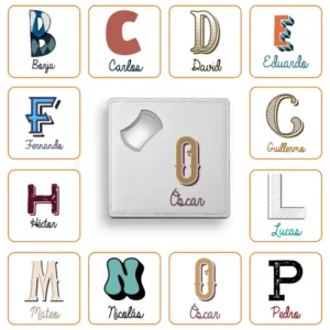 Posavasos con abridor personalizado con Inicial