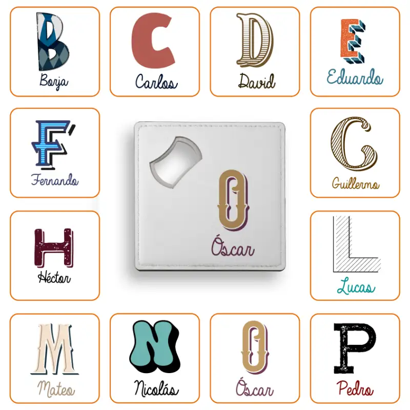 Posavasos con abridor personalizado con Inicial