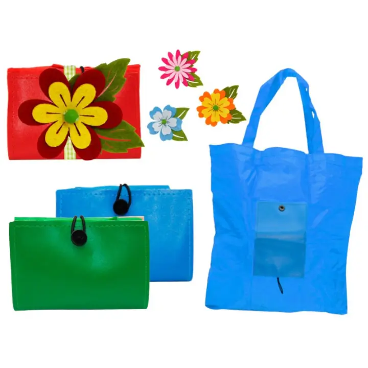 Bolsa de la compra plegable con flor de fieltro