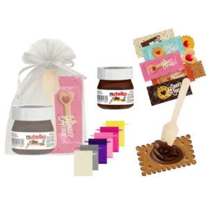 Bote mini Nutella con galleta y bolsa de tul