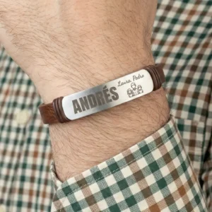 Pulsera de cuero lisa personalizada para Padre