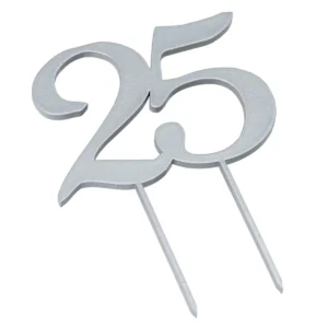 Cake Topper Madera Número 25 Plata