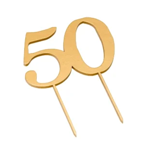 Cake Topper Madera Número 50 Dorado