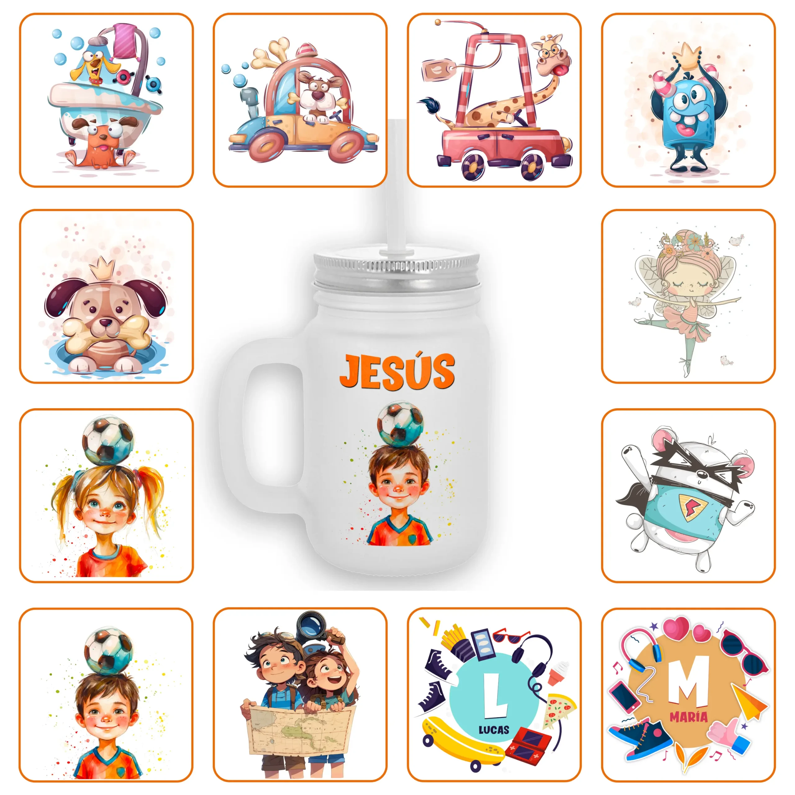 Jarra Pajita personalizada con diseño elegido