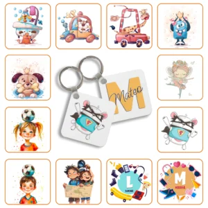 Llavero Metal Cuadrado personalizado con diseño elegido