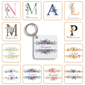 Llavero metal cuadrado Personalizado con diseño elegido