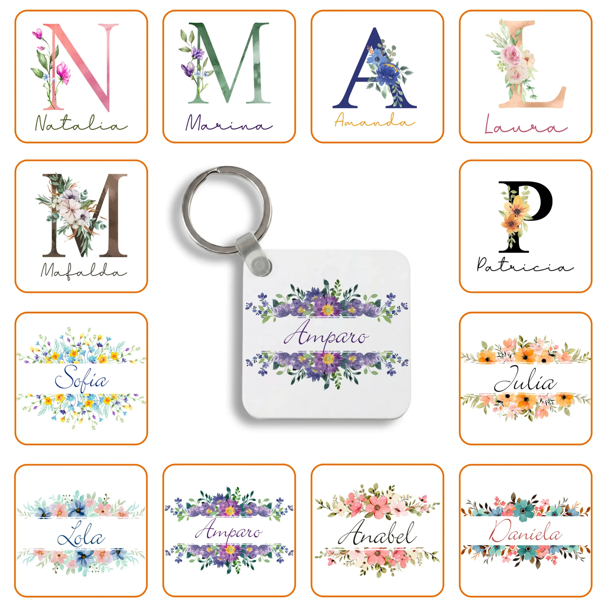 Llavero metal cuadrado Personalizado con diseño elegido