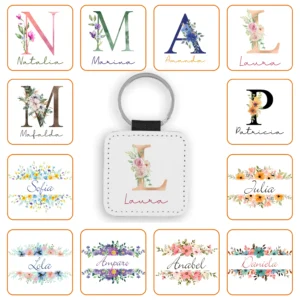 Llavero Cuadrado de Polipiel Personalizado con diseño elegido