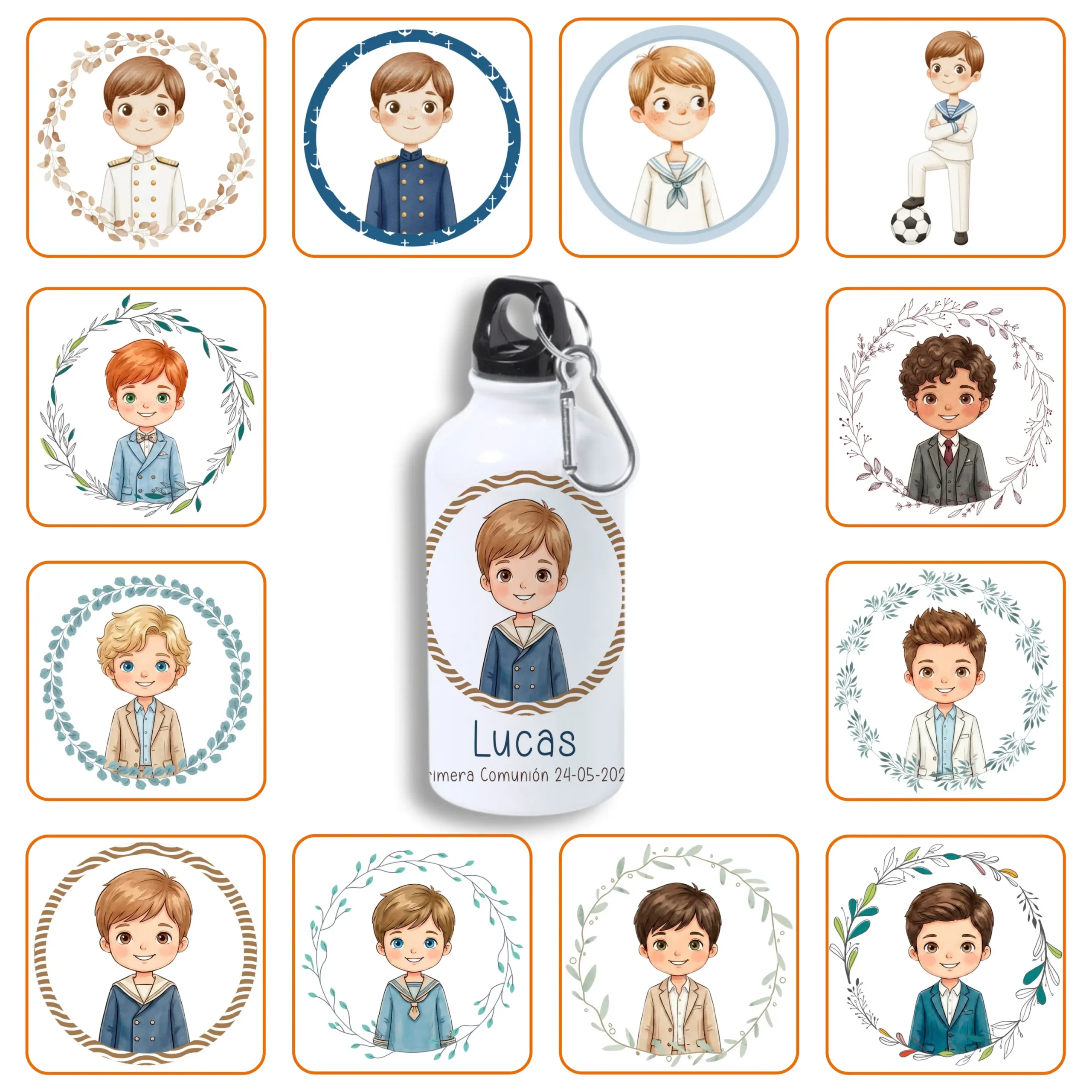 Botella de Aluminio 400 ml Niño Comunión