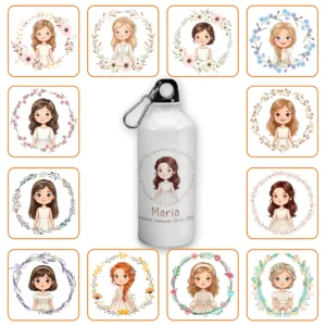 Botella de Aluminio Personalizada 600 ml Niña Comunión