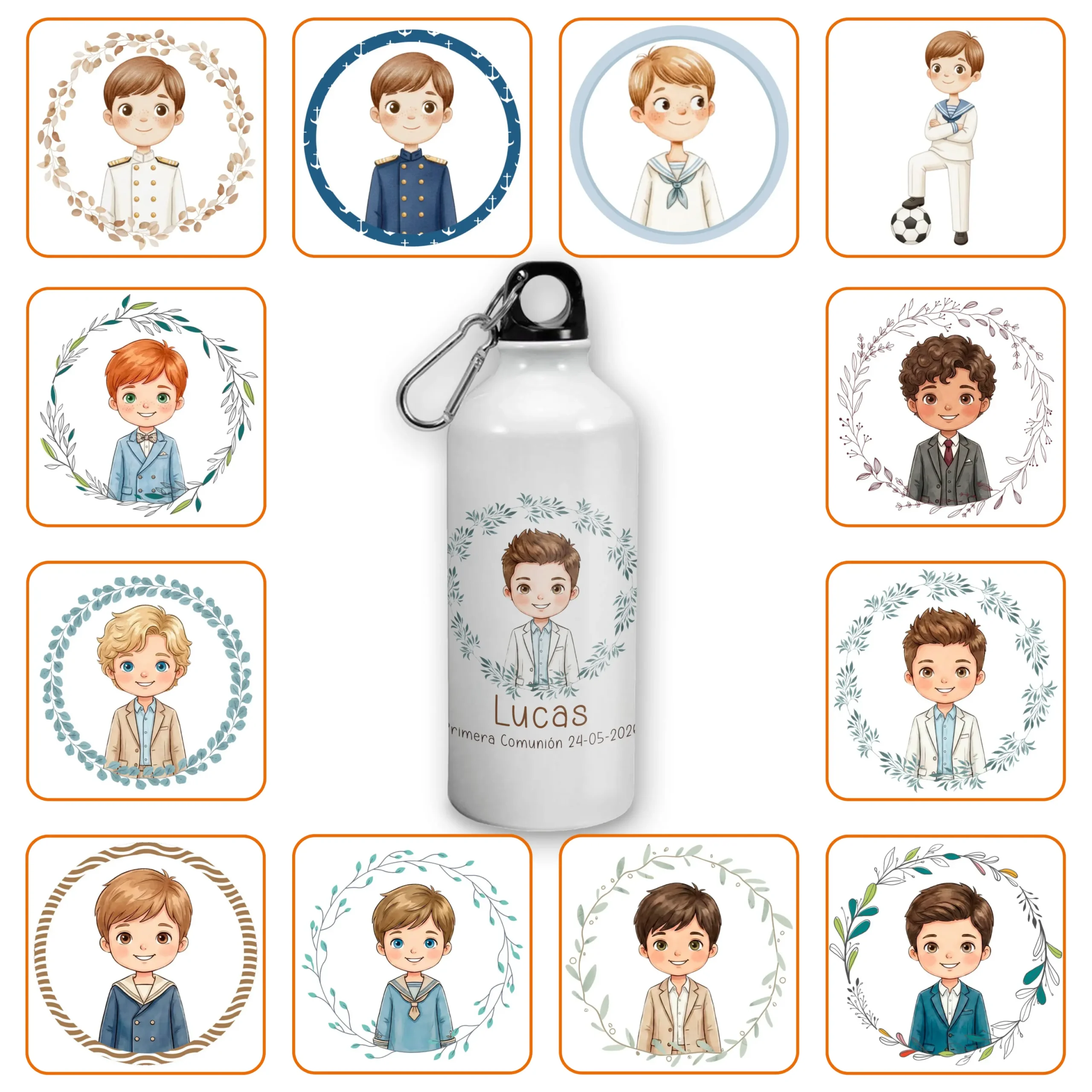 Botella de Aluminio 600 ml Niño Comunión