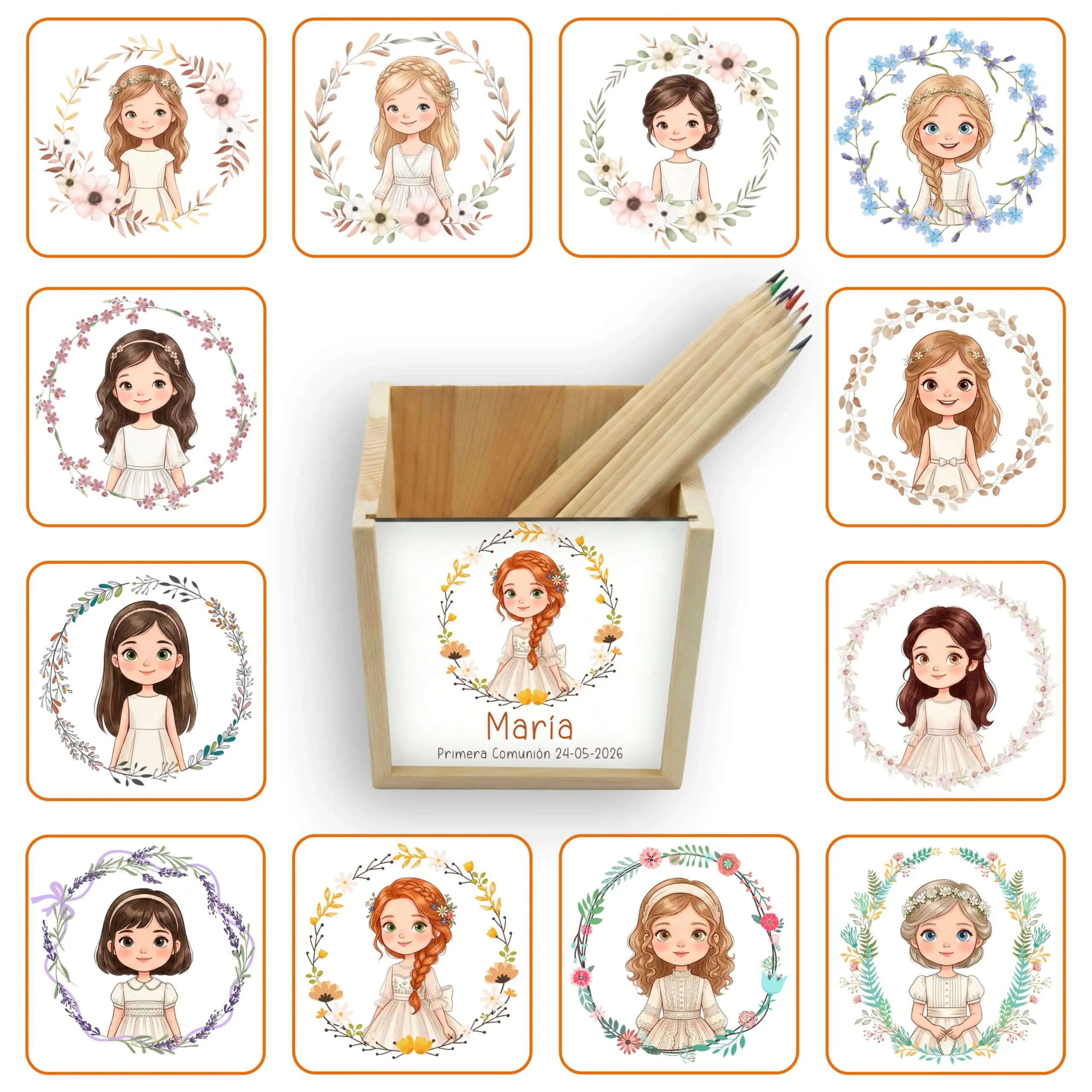 Lapicero de madera personalizado Niña Comunión