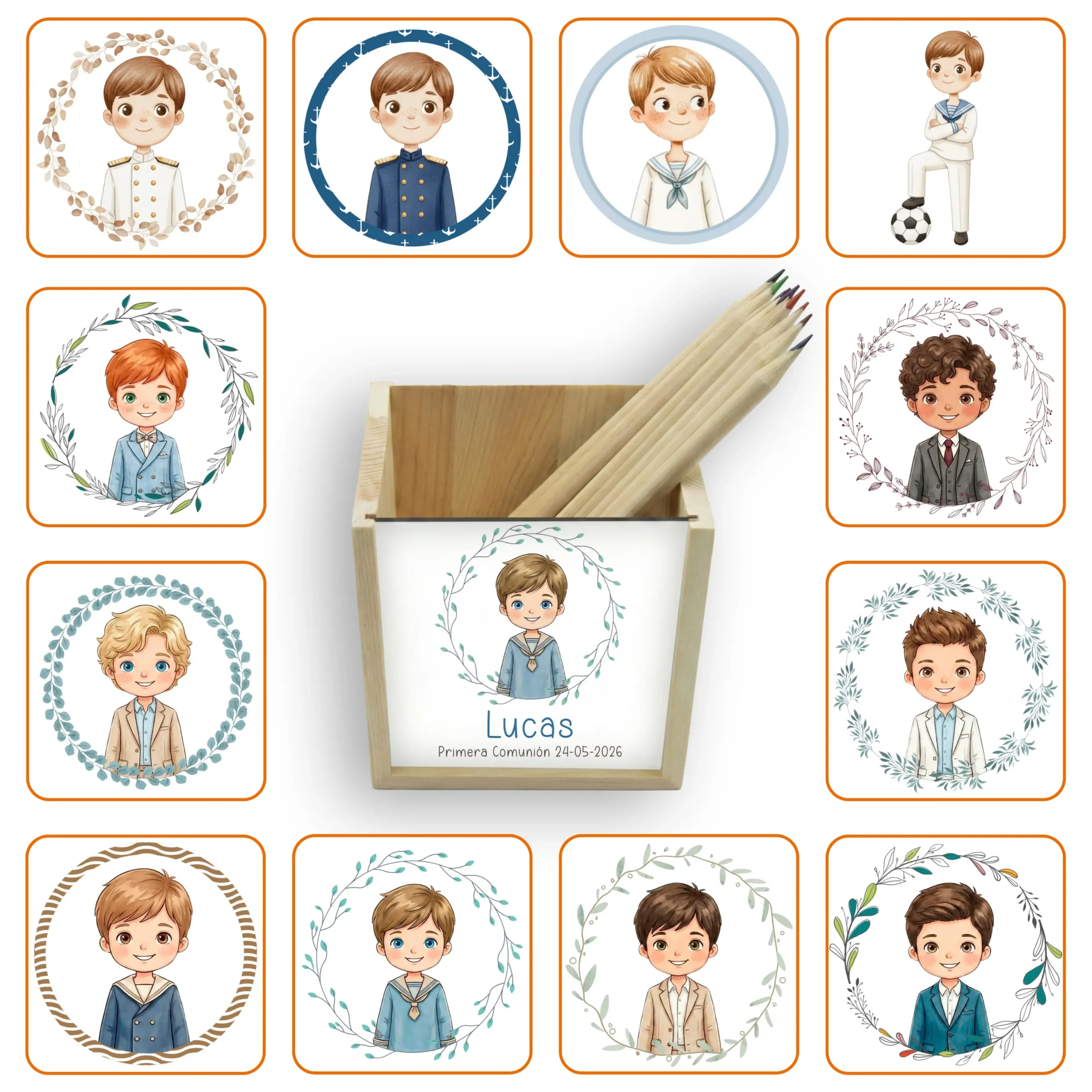 Lapicero de Madera Personalizado Niño Comunión