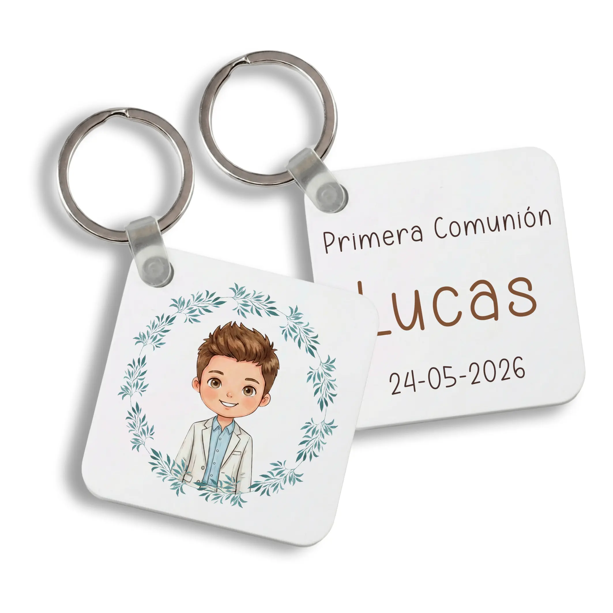 Llavero Metal Cuadrado Personalizado Niño Comunión